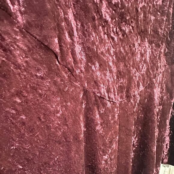 VTG All That Jazz Victorian Burgundy Crushed Velvet & Gold Maxi Dress Large - Picture 11 of 16